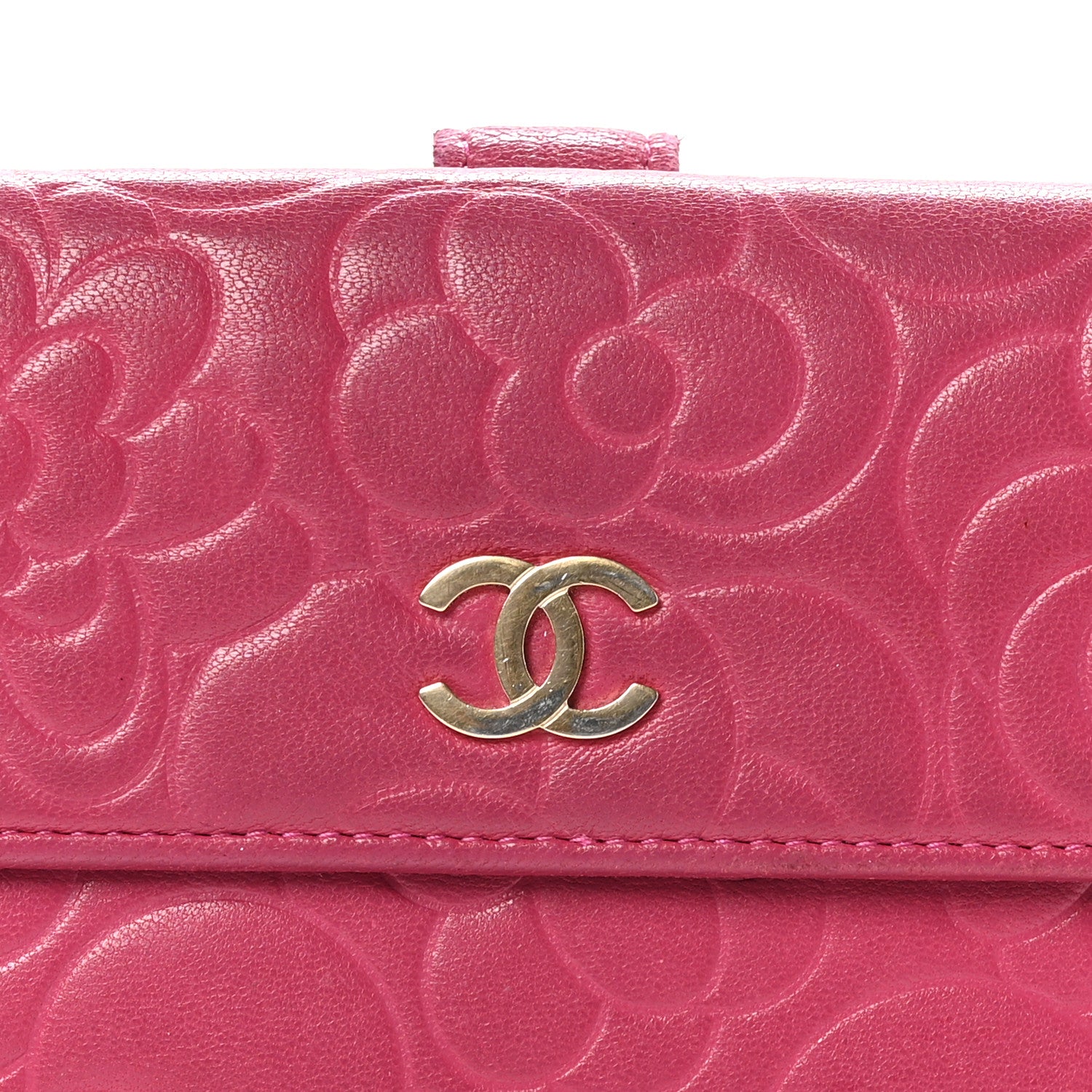 Chanel Lambskin Embossed Camellia Large Gusset Flap Wallet Pink 10 of 12