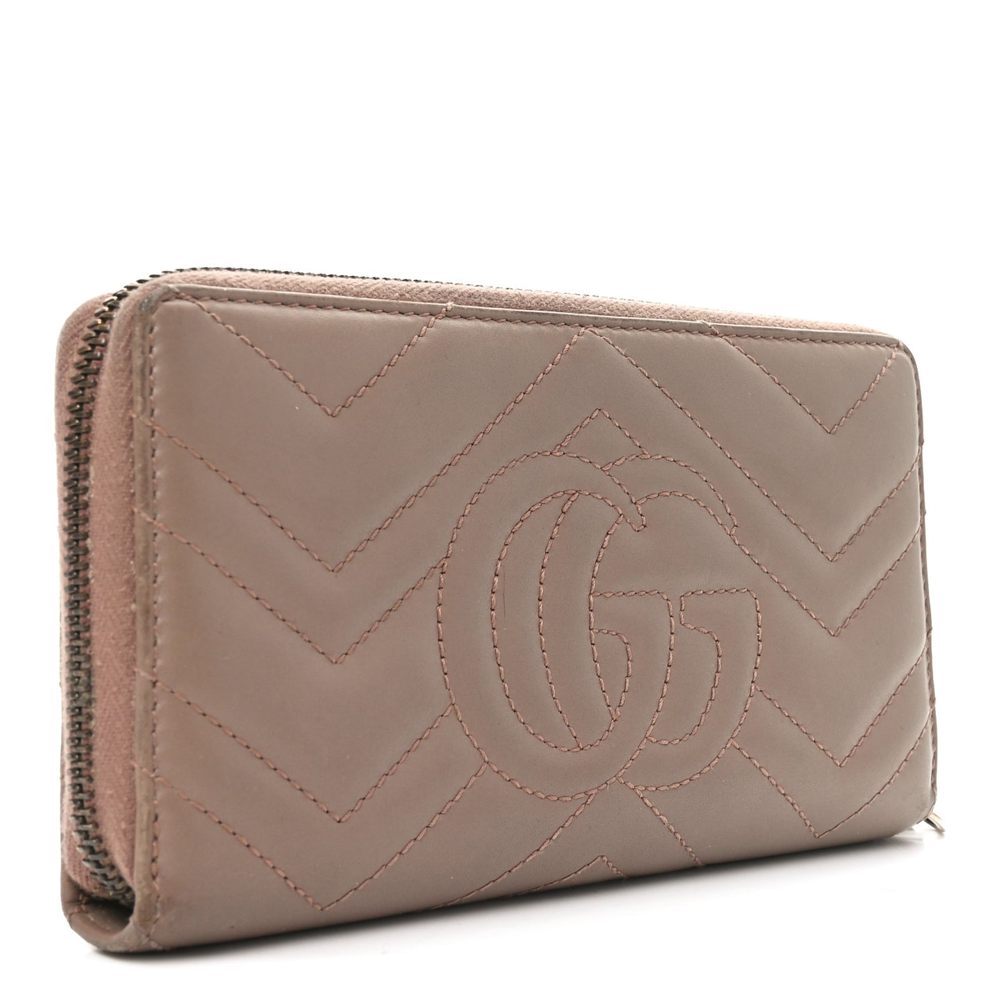 Calfskin Matelasse GG Marmont Zip Around Organizer Wallet Porcelain Rose