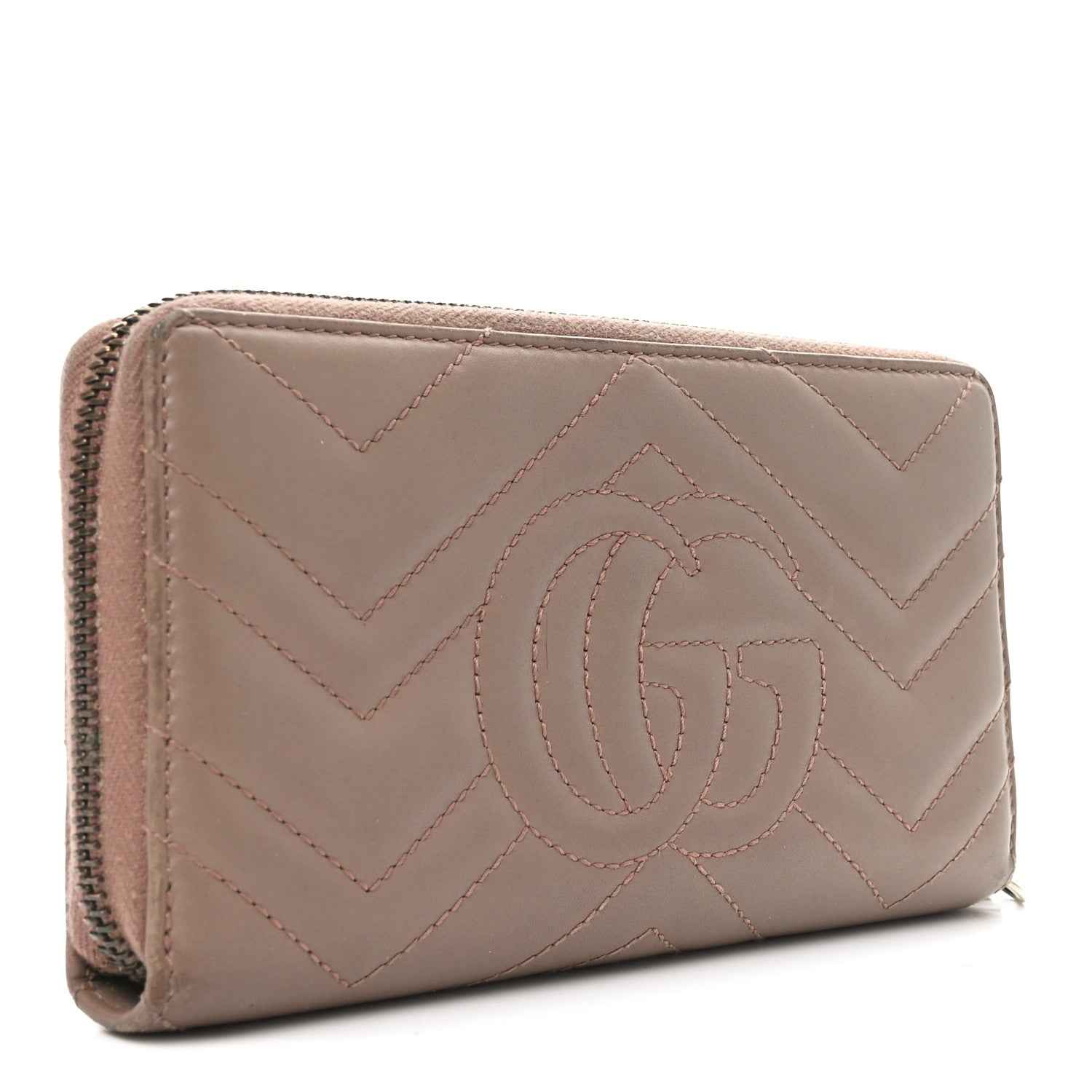 Gucci Calfskin Matelasse GG Marmont Zip Around Organizer Wallet Porcelain Rose 3 of 10