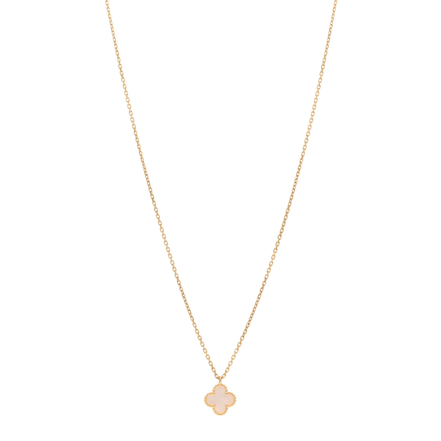 Van Cleef & Arpels 18K Yellow Gold Mother of Pearl Sweet Alhambra Pendant Necklace 1 of 5