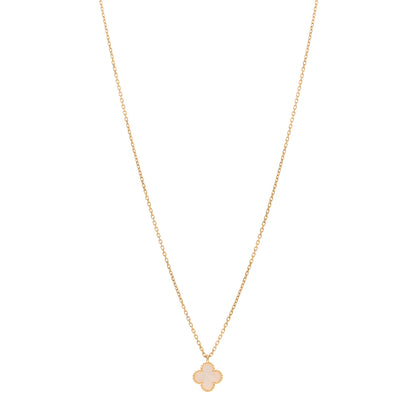 Van Cleef & Arpels 18K Yellow Gold Mother of Pearl Sweet Alhambra Pendant Necklace 1 of 5