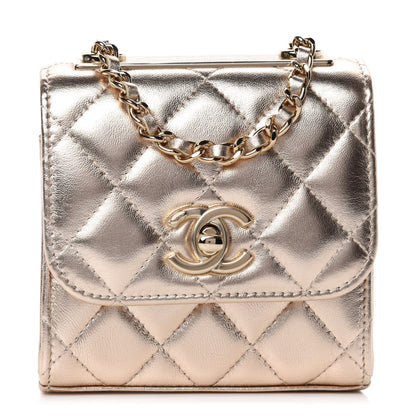 Chanel Metallic Lambskin Quilted Mini Trendy CC Clutch With Chain Gold 1 of 11