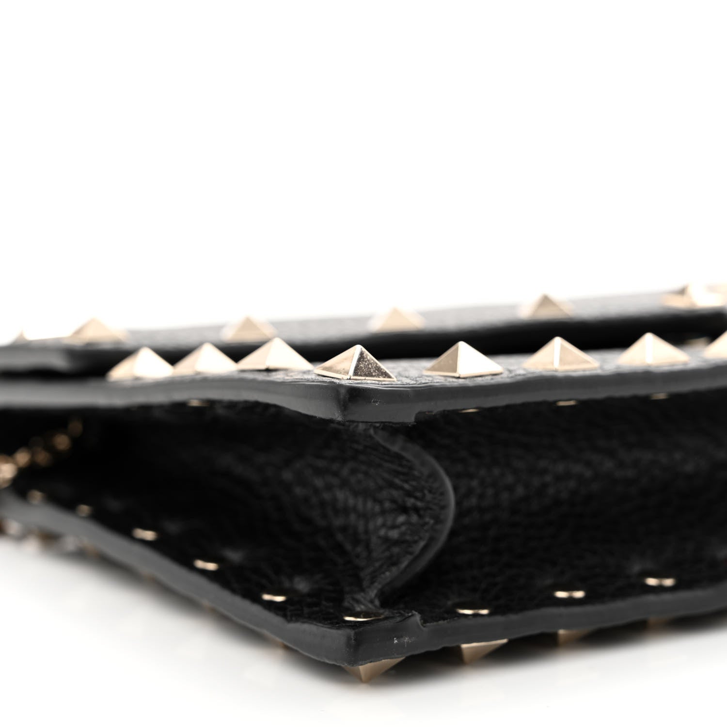 Valentino Garavani Pebbled Calfskin Rockstud Envelope Wallet on Chain Black 8 of 10