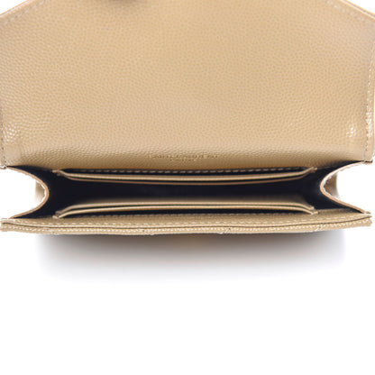 Saint Laurent Grain De Poudre Matelasse Chevron Small Monogram Envelope Wallet Darke Beige 5 of 8