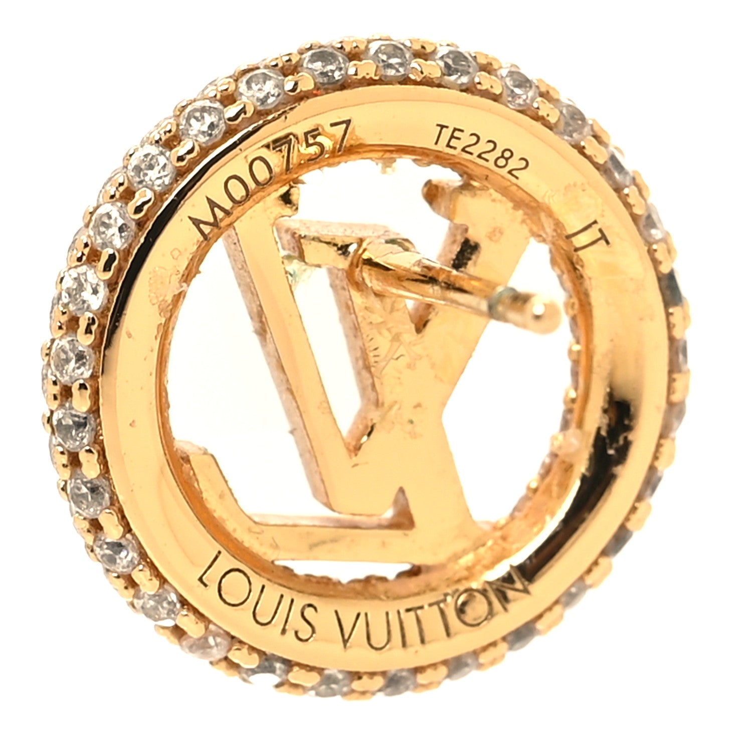 Louis Vuitton Metal Crystal Louise By Night Earrings Gold 4 of 4