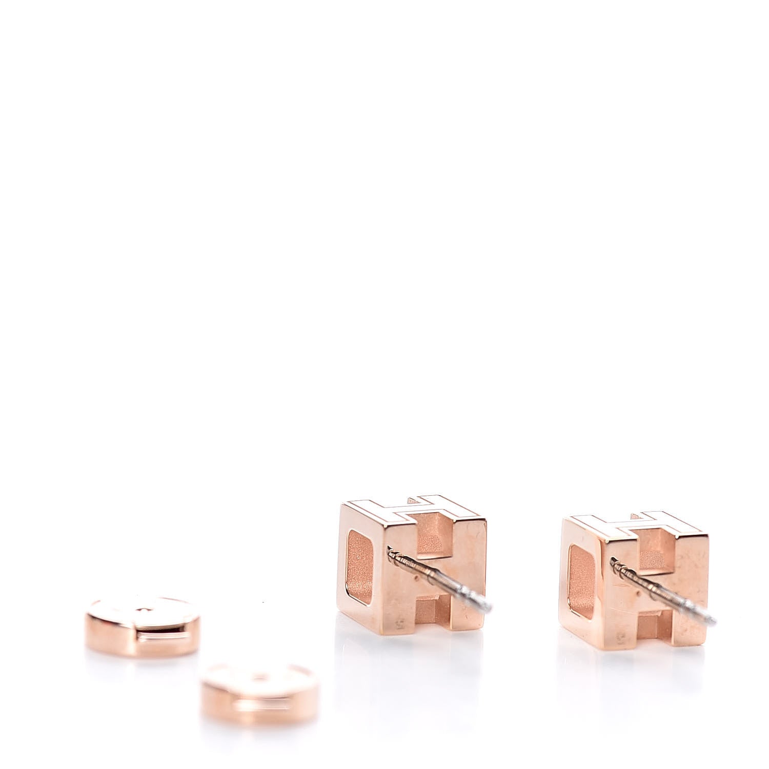 Hermes Rose Gold Plated Cage d'H Earrings Orange Fonce 3 of 5