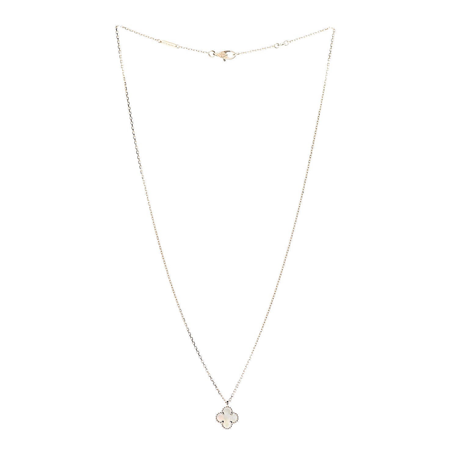 Van Cleef & Arpels 18K Yellow Gold Mother of Pearl Sweet Alhambra Pendant Necklace 3 of 6
