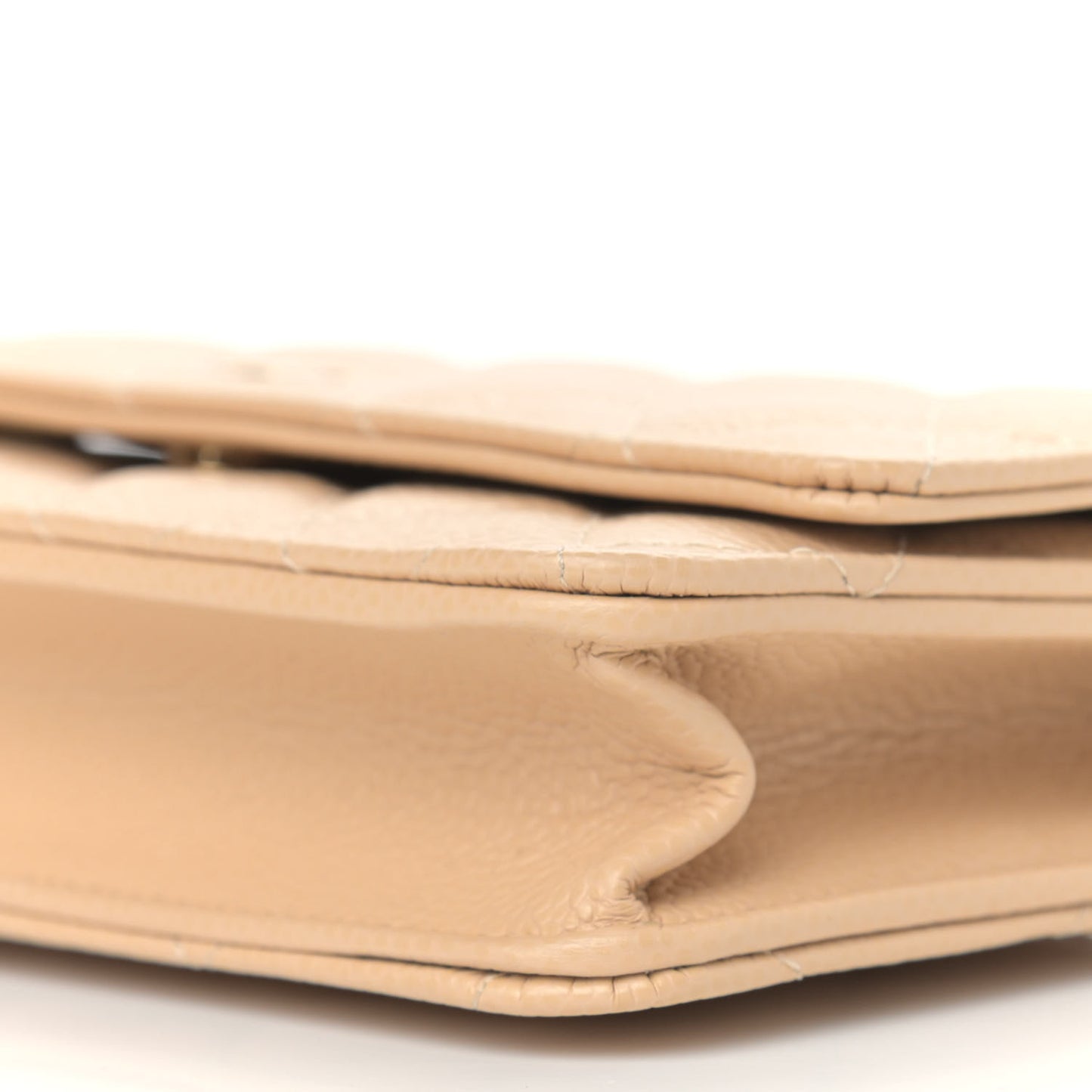 Caviar Quilted Wallet On Chain WOC Beige