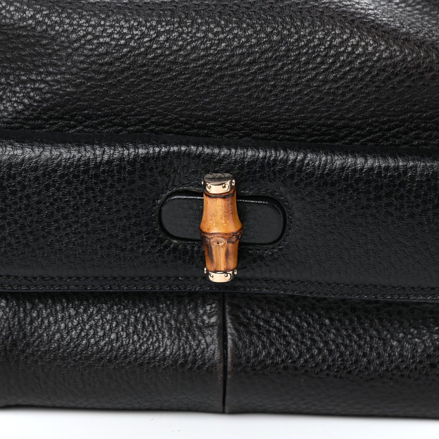 Calfskin Bamboo Top Handle Bag Black