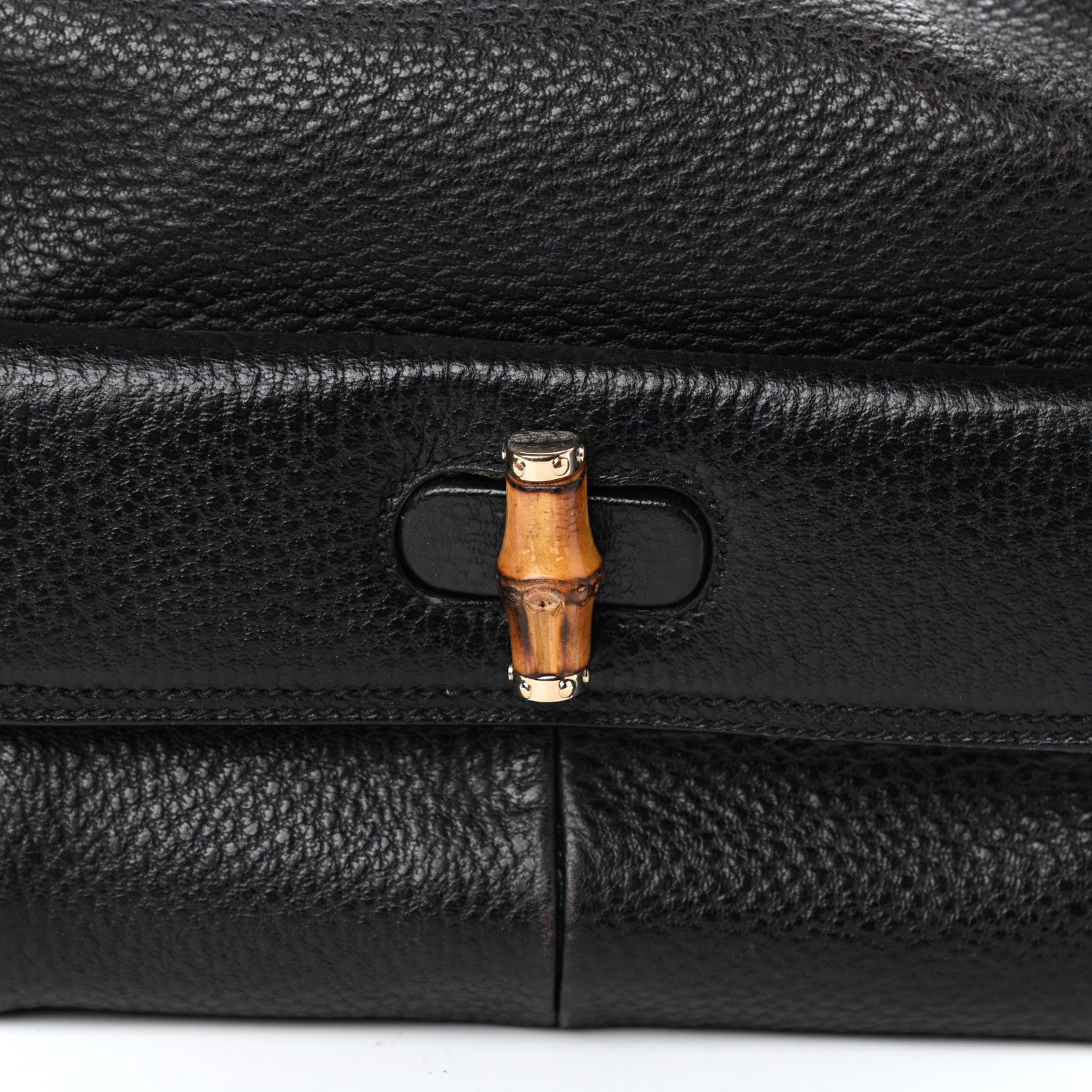 Gucci Calfskin Bamboo Top Handle Bag Black 7 of 9
