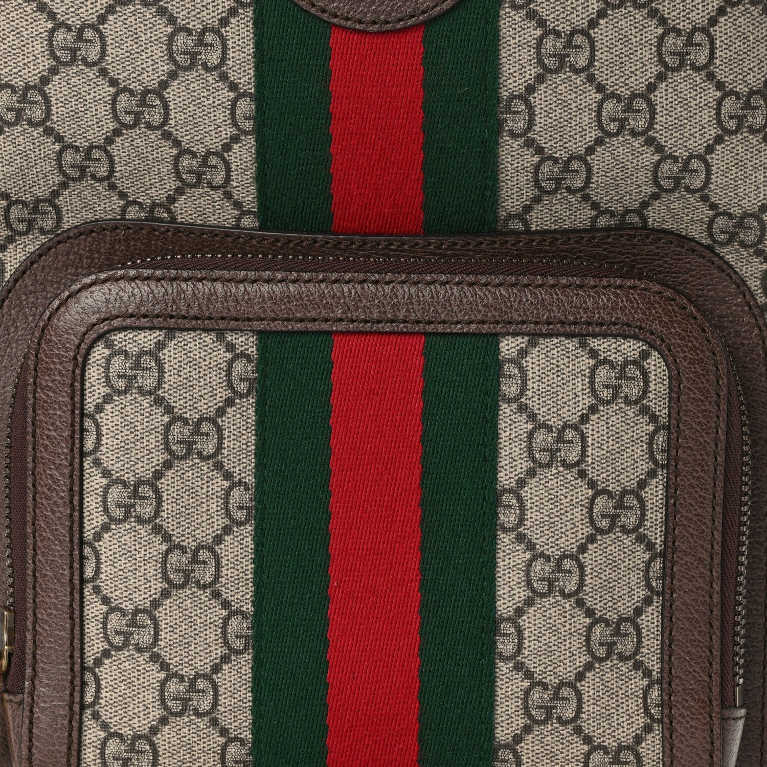 Gucci GG Supreme Monogram Calfskin Web Small Ophidia Day Backpack Beige Ebony New Acero 8 of 14