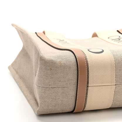 Chloe Cotton Calfskin Medium Woody Ribbon Tote White Brown 9 of 11