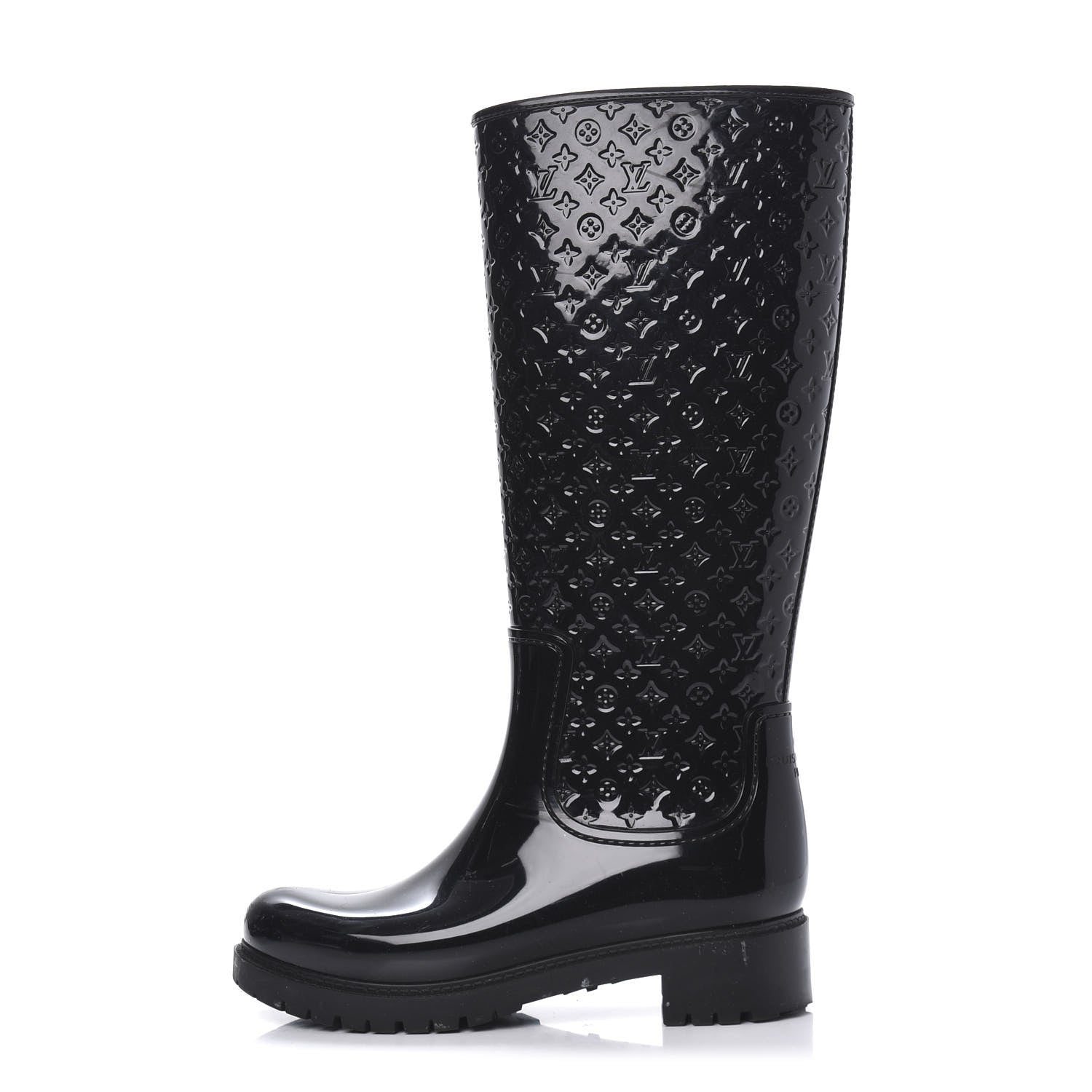 Louis Vuitton Rubber Embossed Monogram Splash Rain Boots 38 Black 1 of 7