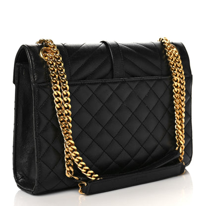 Saint Laurent Grain De Poudre Textured Mixed Matelasse Triquilt Medium Monogram Satchel Black 3 of 9