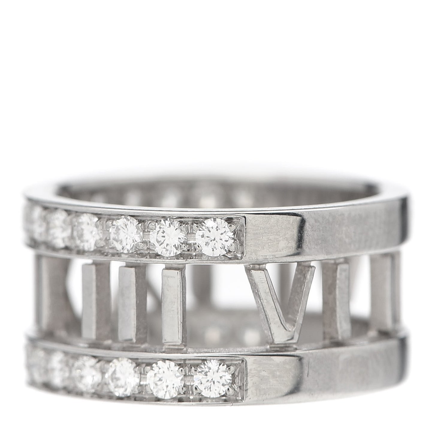 18K White Gold Diamond Wide Atlas Open Ring 47 4.25