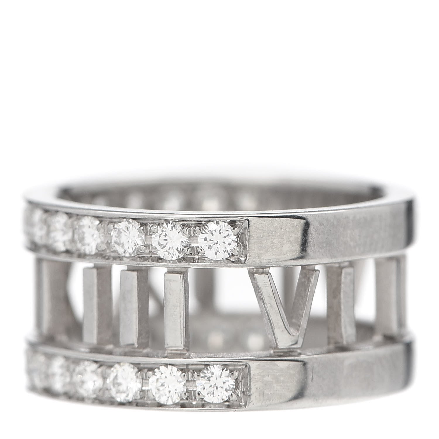 Tiffany 18K White Gold Diamond Wide Atlas Open Ring 47 4.25 3 of 9