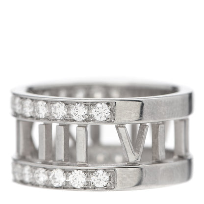 Tiffany 18K White Gold Diamond Wide Atlas Open Ring 47 4.25 3 of 9
