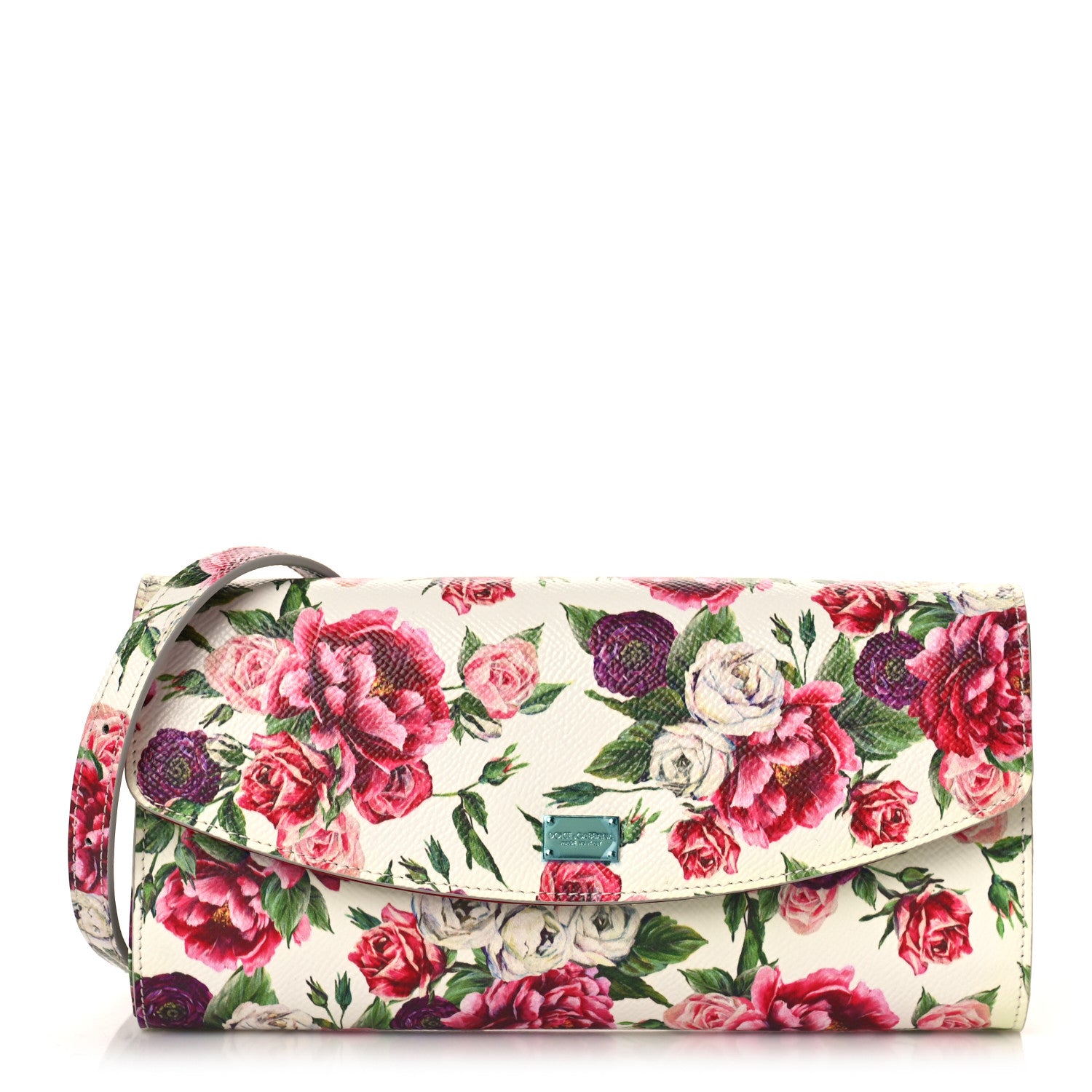 Dolce & Gabbana Dauphine Floral Print Shoulder Bag White Pink 1 of 7