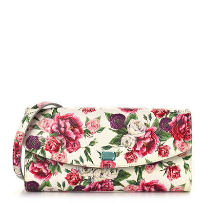 Dolce & Gabbana Dauphine Floral Print Shoulder Bag White Pink 1 of 7