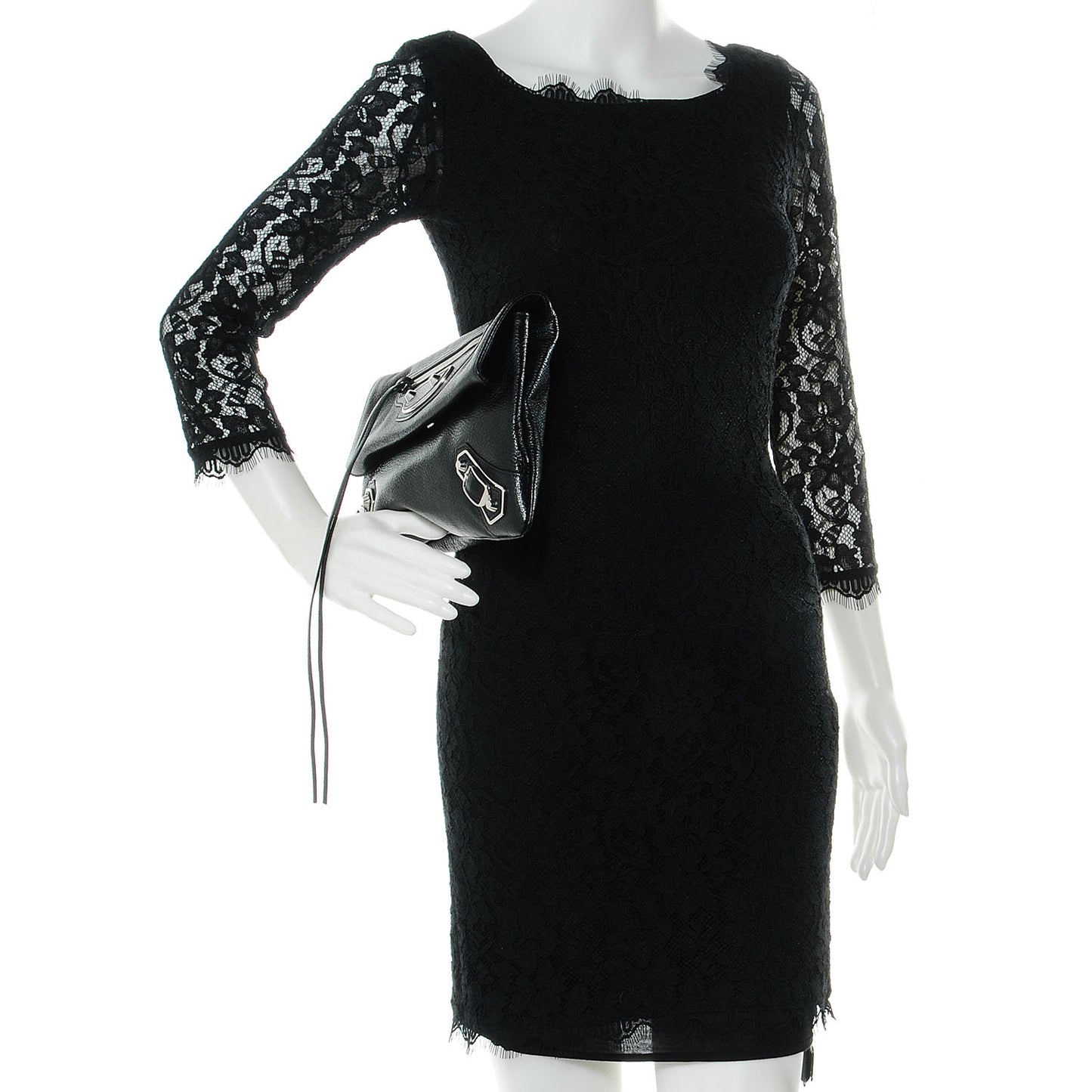 Chevre Metallic Edge Classic Hardware Envelope Clutch Black
