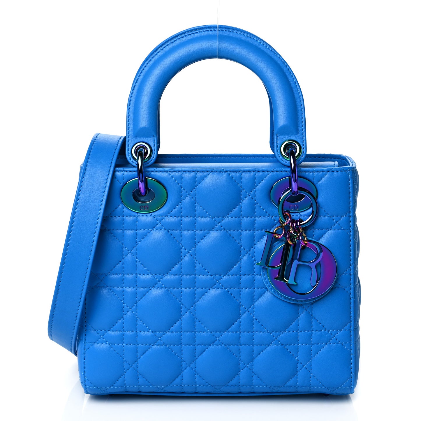 Lambskin Cannage Small Lady Dior Bright Blue