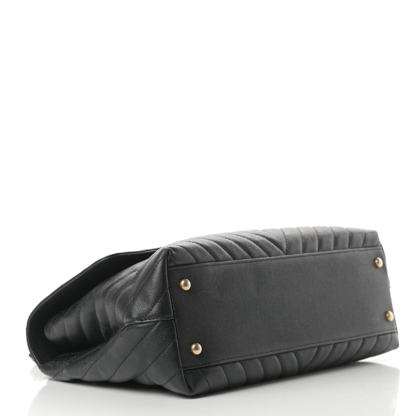 Caviar Chevron Quilted Medium Coco Handle Flap Black