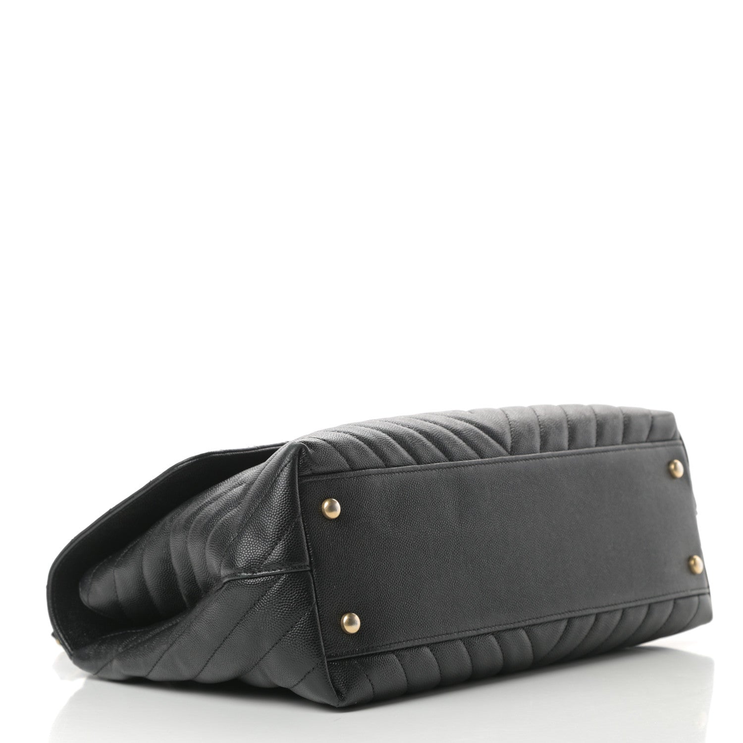Chanel Caviar Chevron Quilted Medium Coco Handle Flap Black 4 of 15