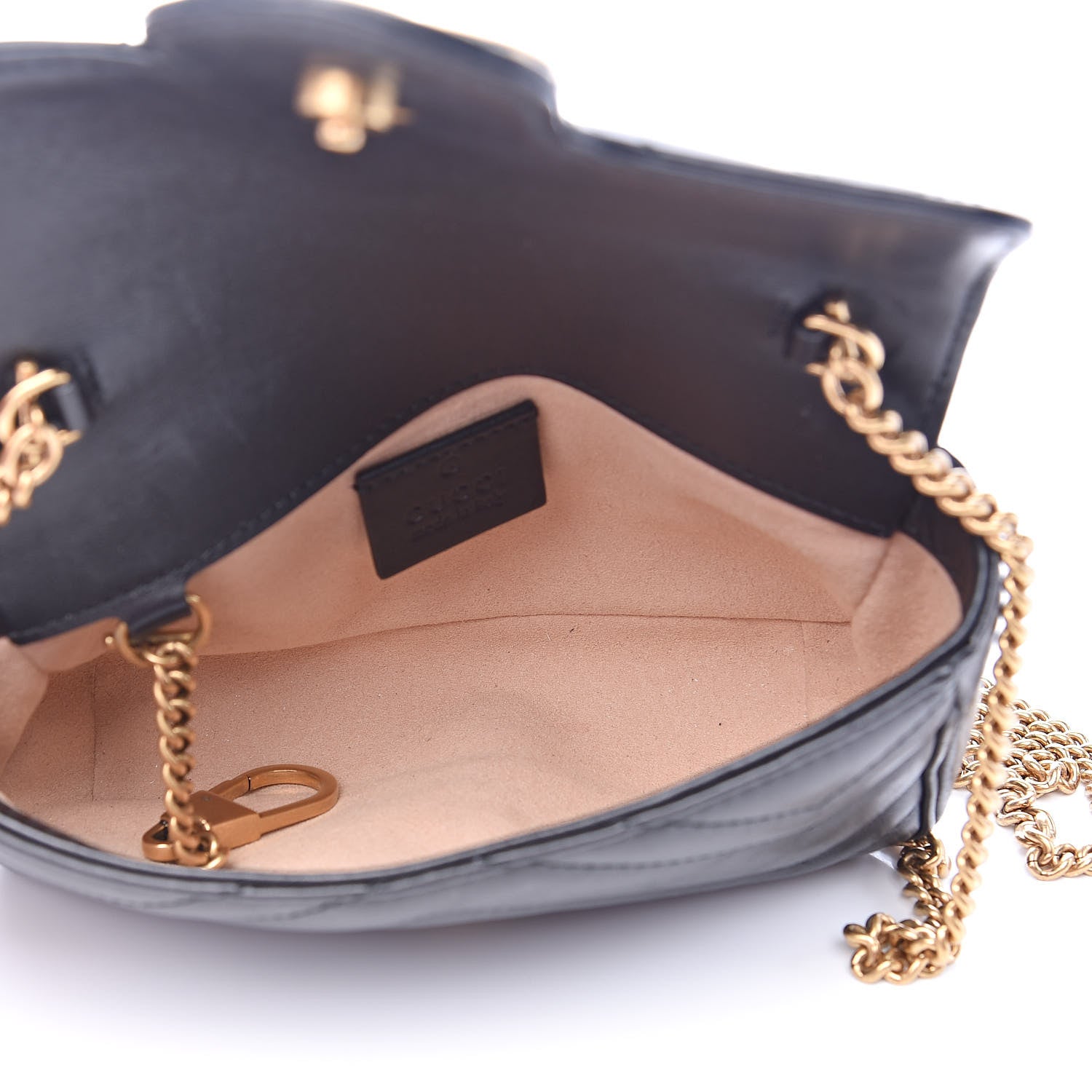 Gucci Calfskin Matelasse Super Mini GG Marmont Shoulder Bag Black 5 of 14