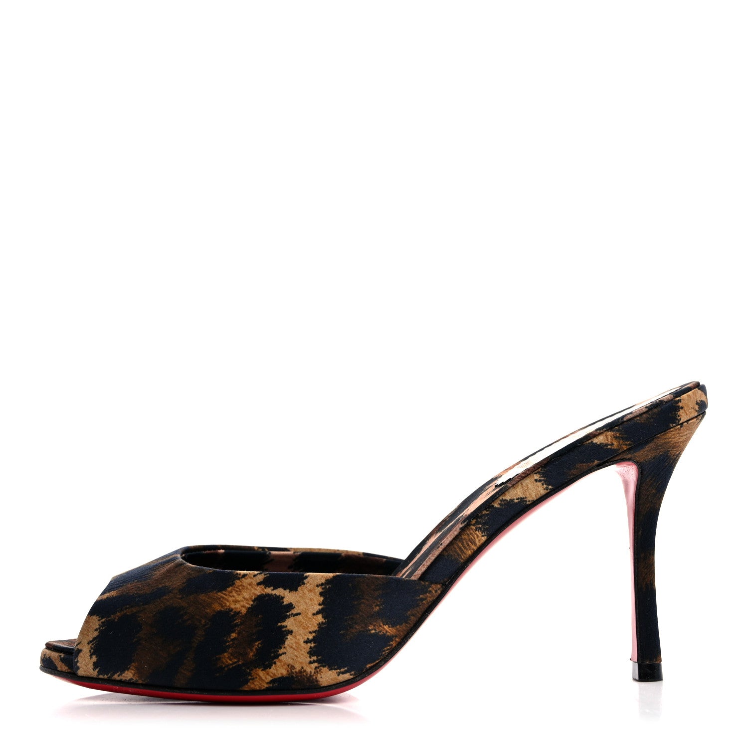 Christian Louboutin Satin Leopard Print Me Dolly 85 Sandals 36.5 Black 1 of 7