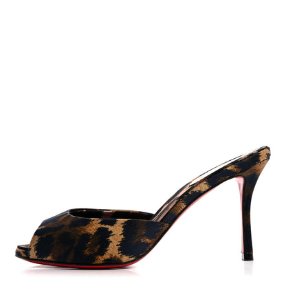 Christian Louboutin Satin Leopard Print Me Dolly 85 Sandals 36.5 Black 1 of 7