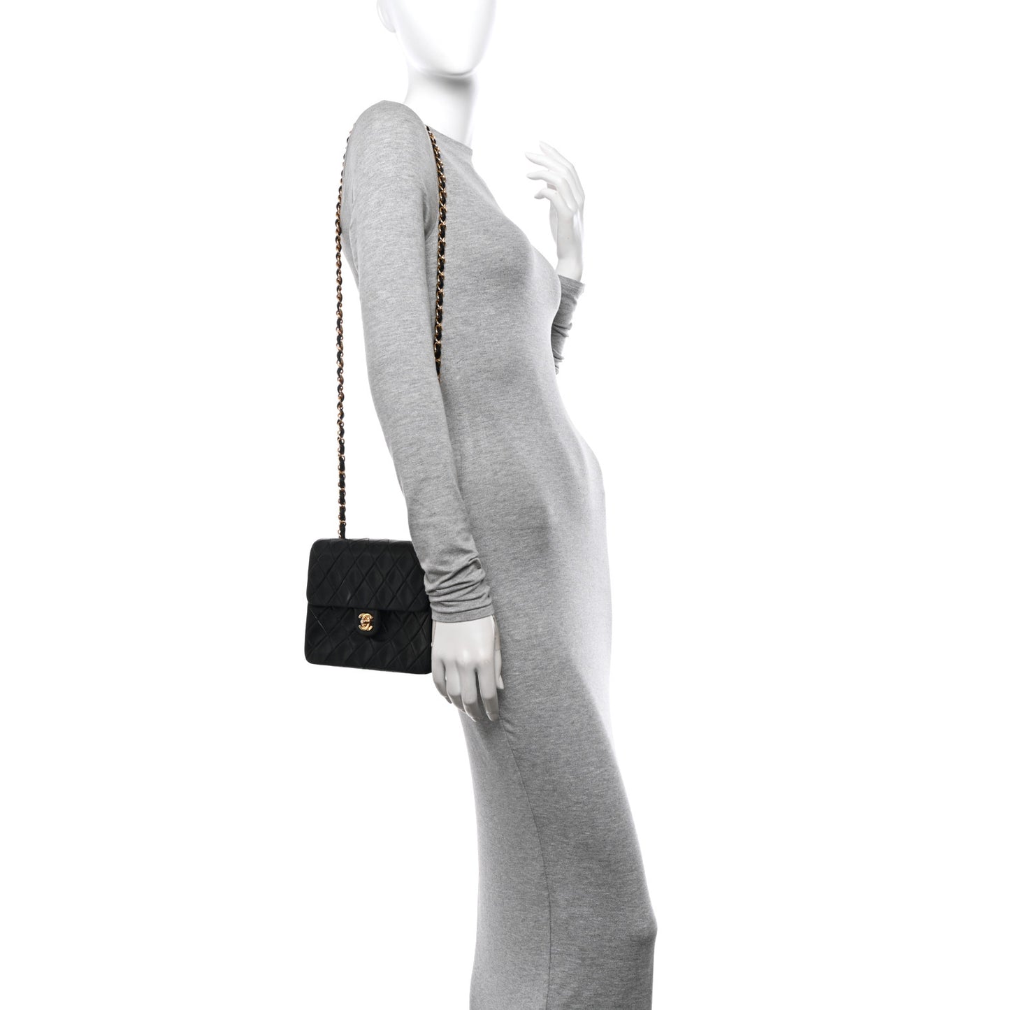 Lambskin Quilted Mini Square Flap Bag Black