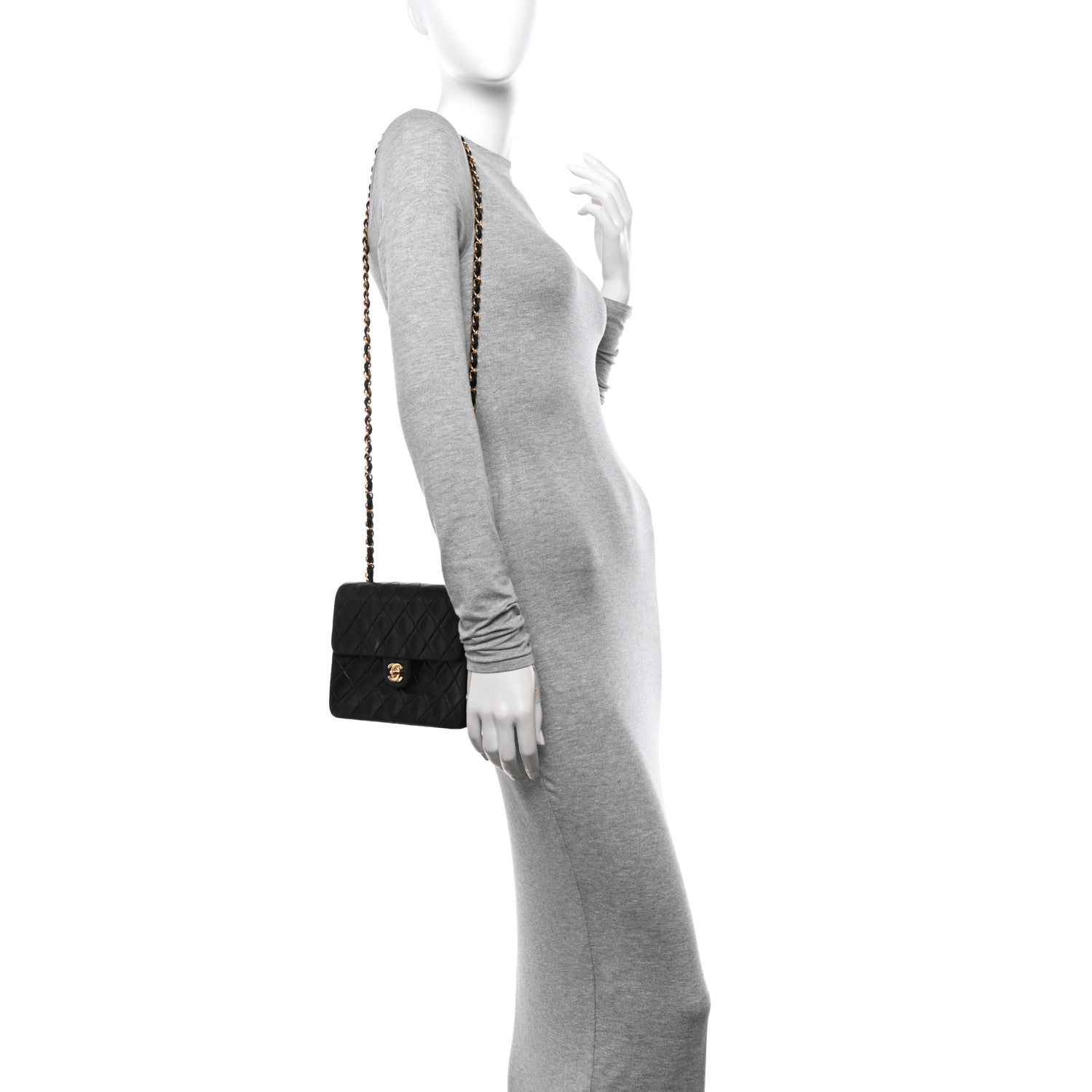 Chanel Lambskin Quilted Mini Square Flap Bag Black 2 of 14