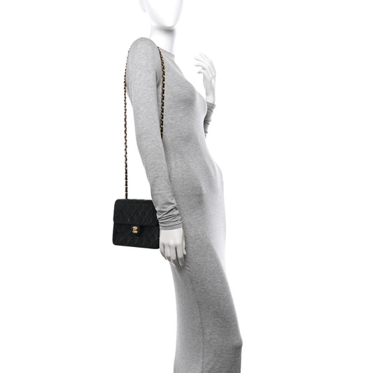 Lambskin Quilted Mini Square Flap Bag Black