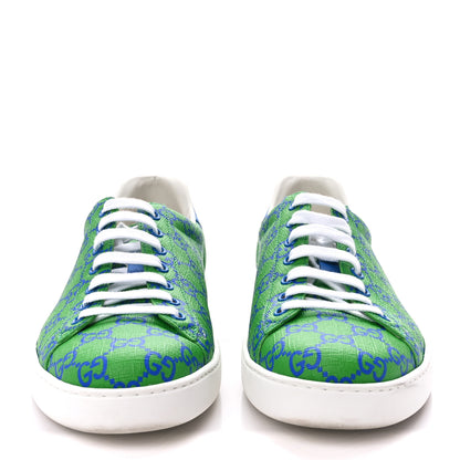 Gucci GG Supreme Joy Monogram Miro Soft Calfskin Mens Ace Sneakers 10 Joy Green Joy Blue Bright Splash 2 of 9
