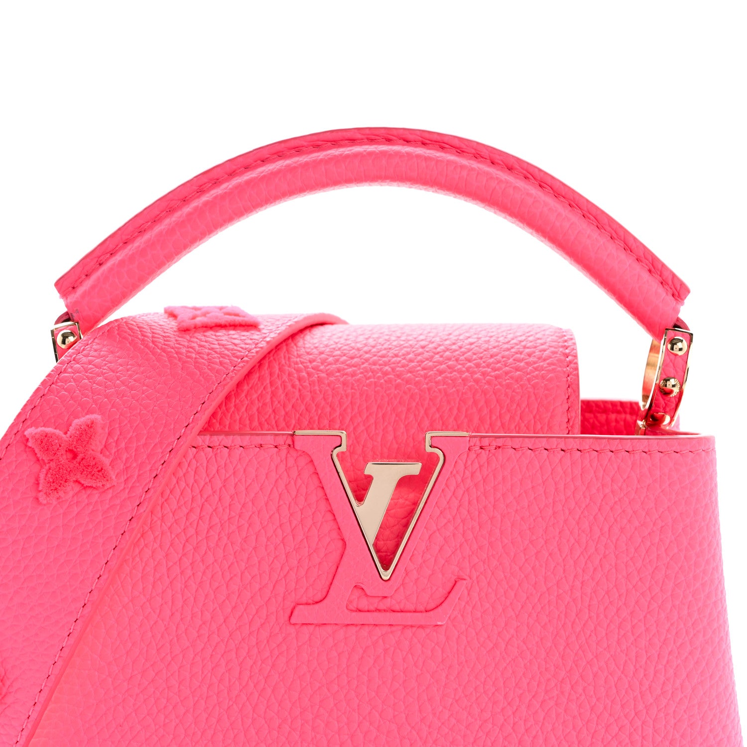 Louis Vuitton Taurillon Monogram Tuffetage Capucines Mini Fluo Pink 7 of 12
