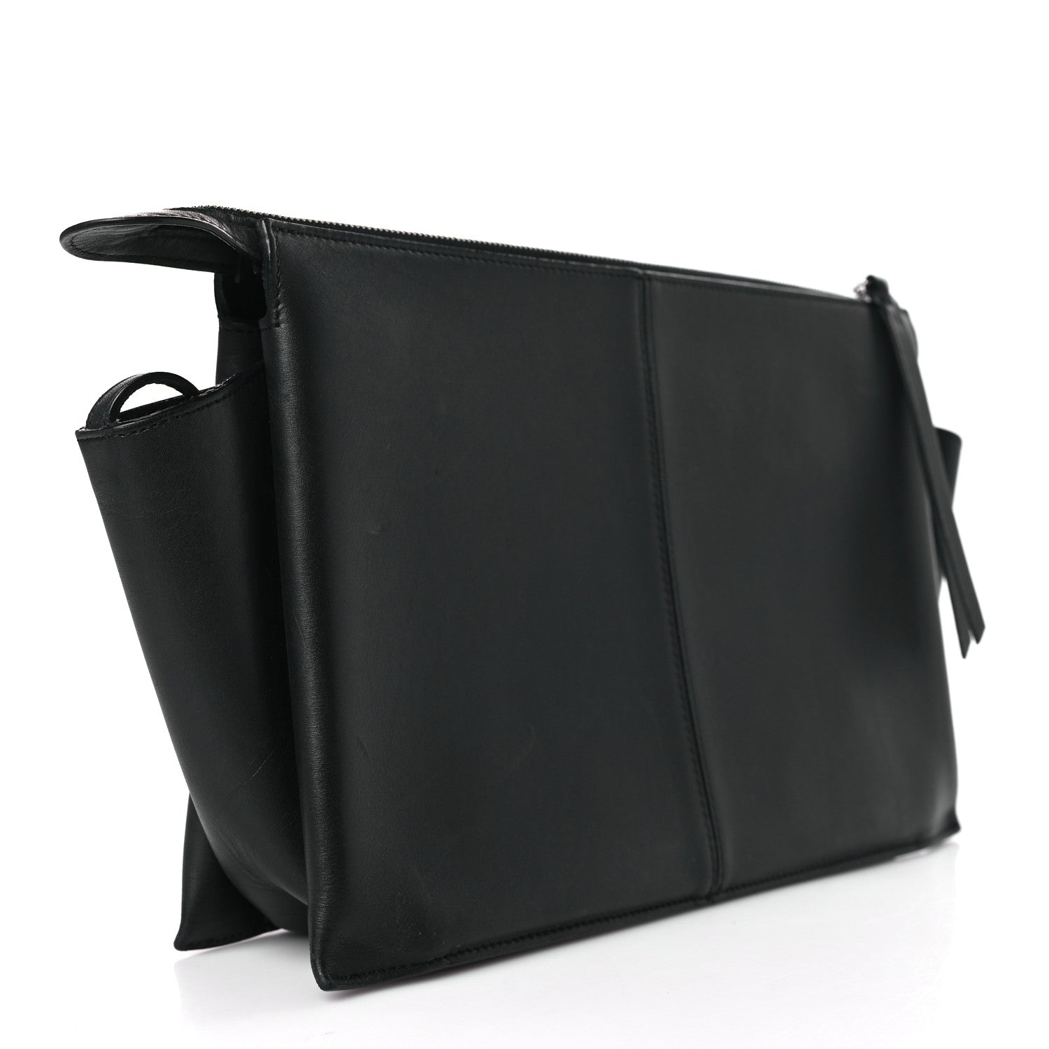 Celine Smooth Calfskin Tri-Fold Clutch on Chain Black 3 of 9