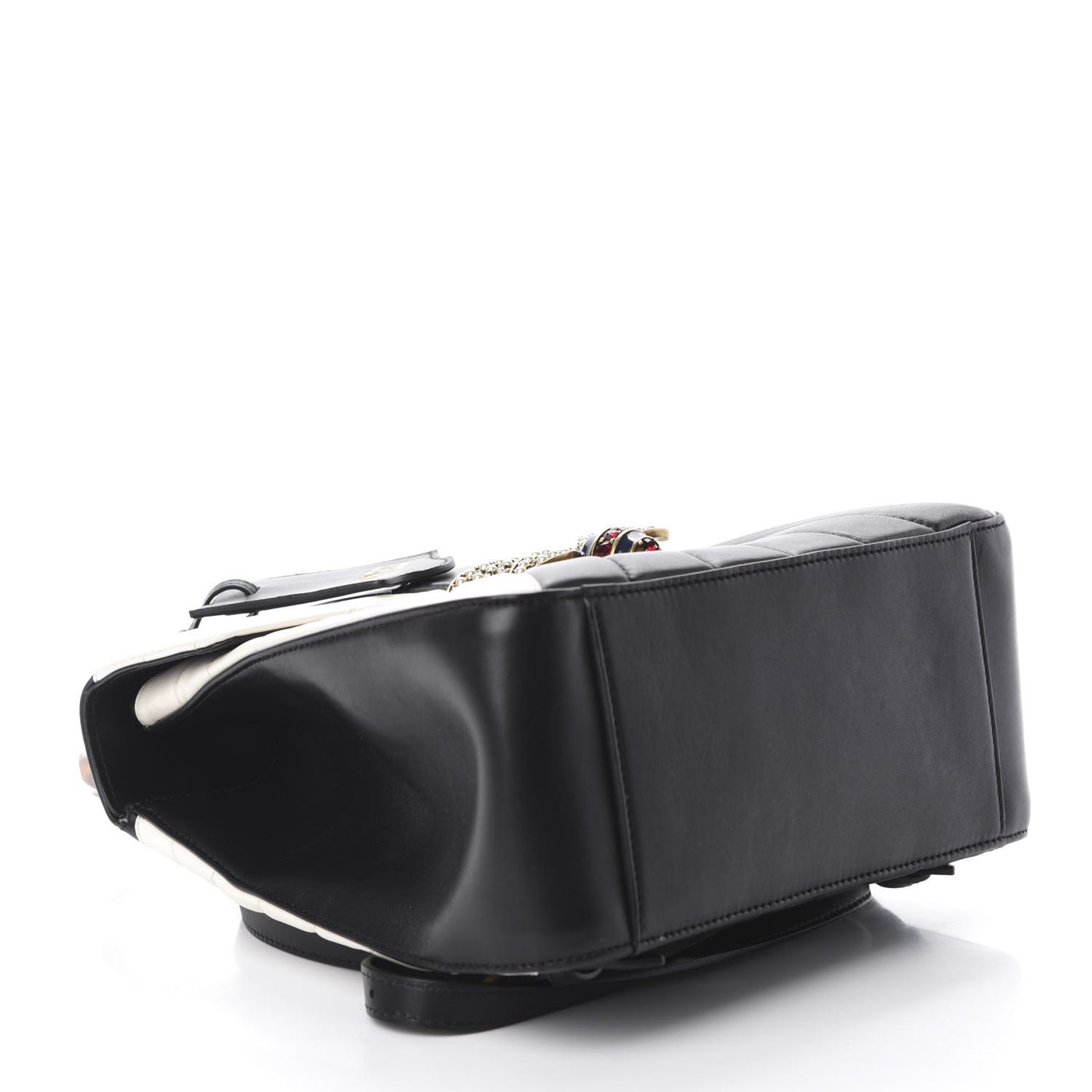 Calfskin Bamboo Trapuntata Queen Margaret Backpack Mystic White Black
