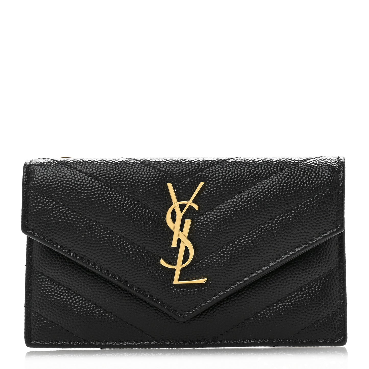 Grain De Poudre Matelasse Chevron Monogram Compact Wallet Black