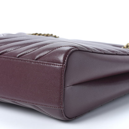 Saint Laurent Grain de Poudre Matelasse Chevron Medium Tribeca Shopping Bag Rouge Legion 6 of 9
