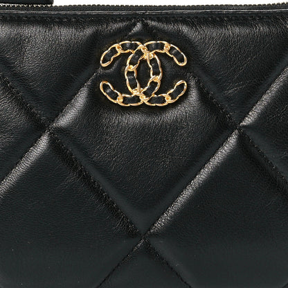 Chanel Shiny Goatskin Quilted Small Chanel 19 Pouch Black 8 of 12
