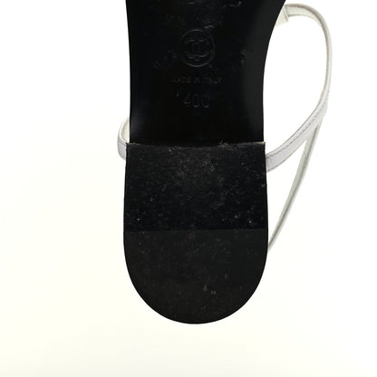 Chanel CC Logo Thong Sandals 40 White 10 of 12