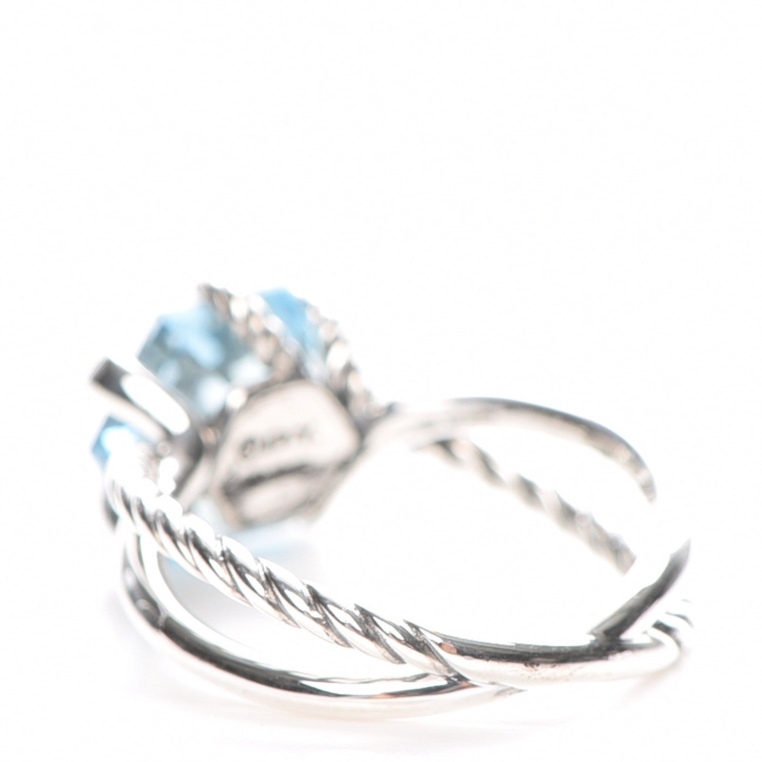 David Yurman Sterling Silver Diamond Blue Topaz 10mm Cable Wrap Ring 54 7 3 of 5