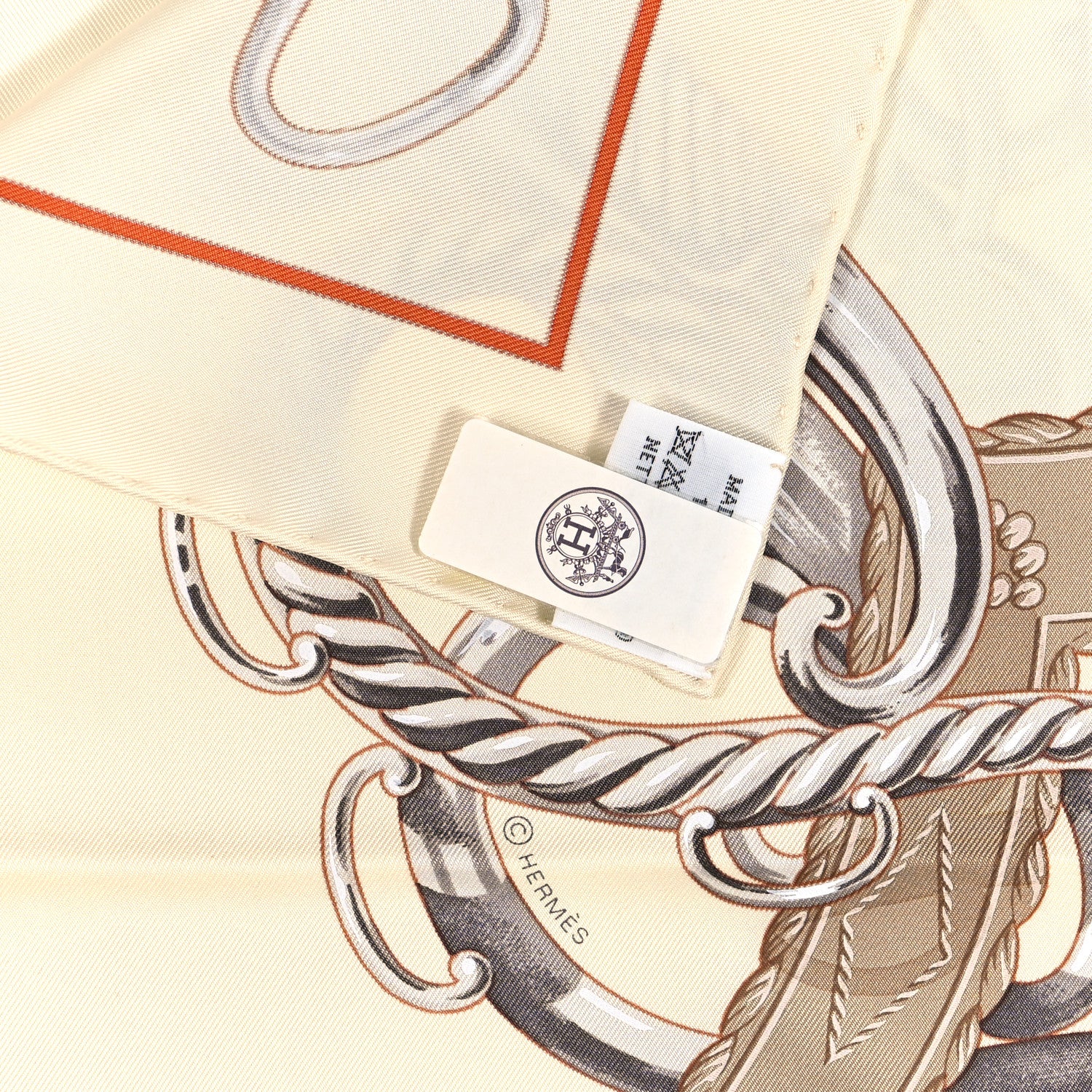 Hermes Silk Lift Profile Scarf 90 Creme Beige Gris 3 of 3