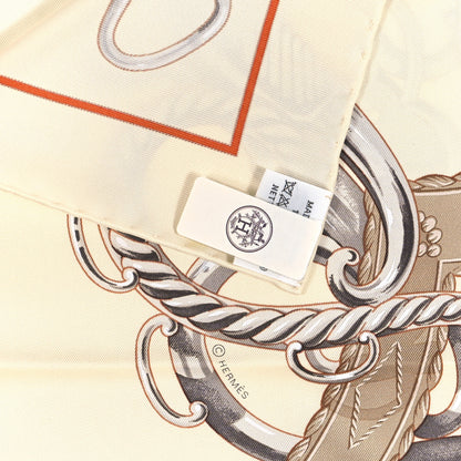 Hermes Silk Lift Profile Scarf 90 Creme Beige Gris 3 of 3