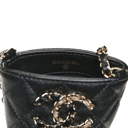 Chanel Caviar Quilted French New Wave Phone Holder With Chain Black 6 of 13