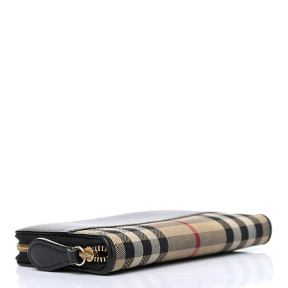 Burberry Calfskin Horseferry Check Medium Marston Zip Around Wallet Black 3 of 4