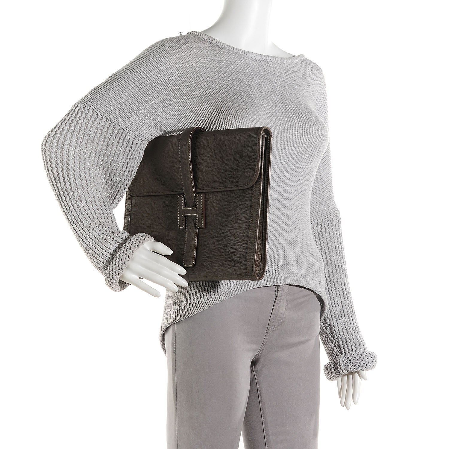 Hermes Epsom Jige 34 GM Clutch Etoupe 2 of 8