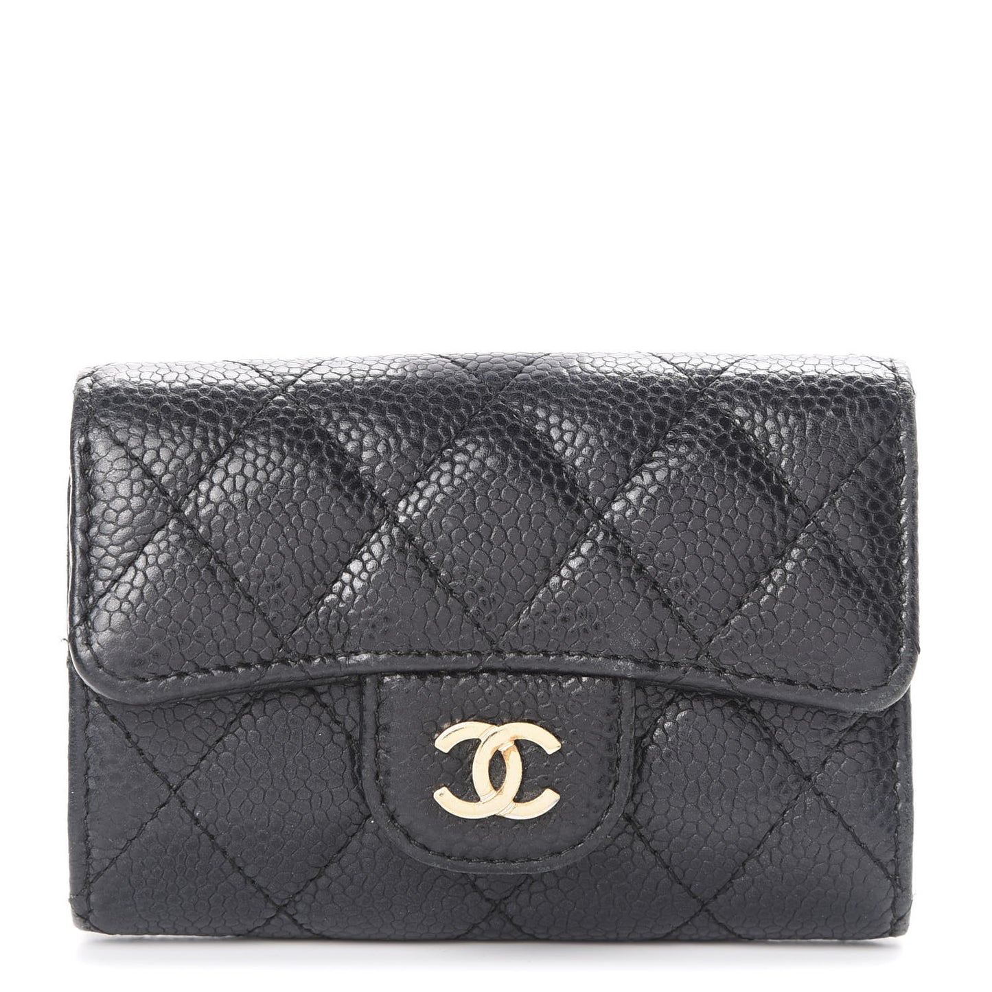 Caviar Quilted Classic 4 Key Holder Wallet Black