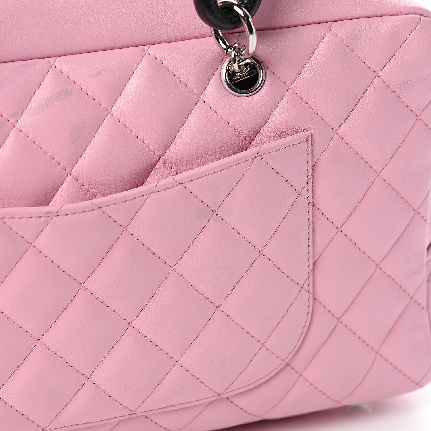 Chanel Calfskin Quilted Large Cambon Bowler Pink Black 14 of 15