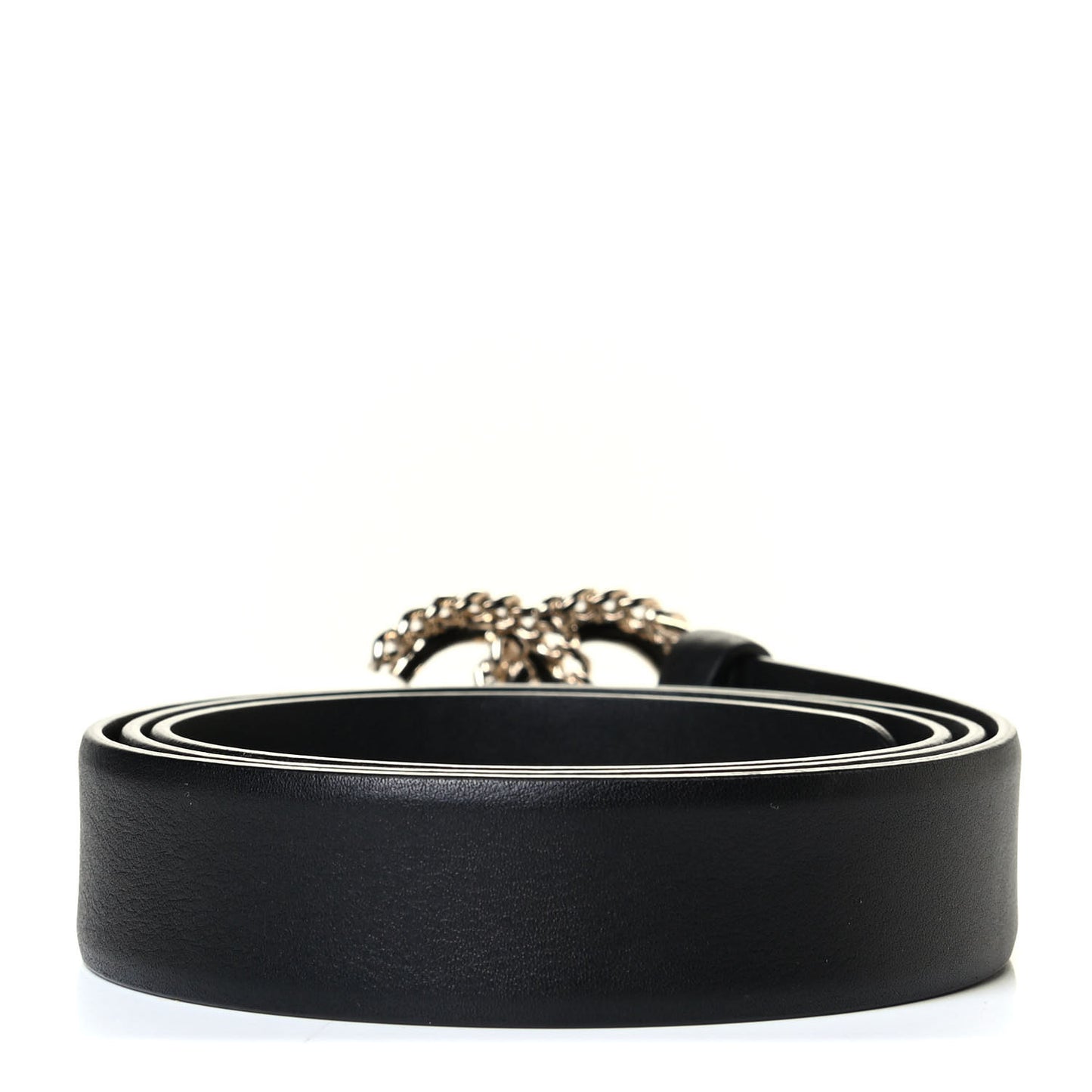 Calfskin Crystal CC Chain Belt 85 34 Black